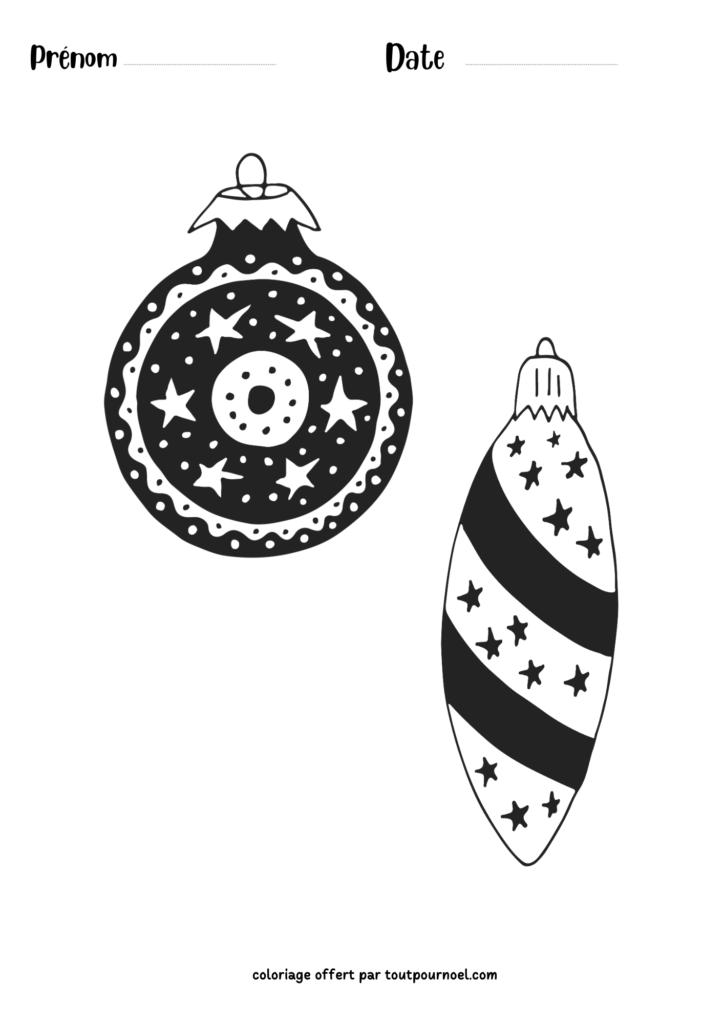 2 boules de Noel à colorier