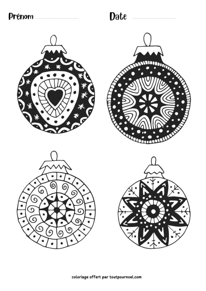 boules noel à colorier